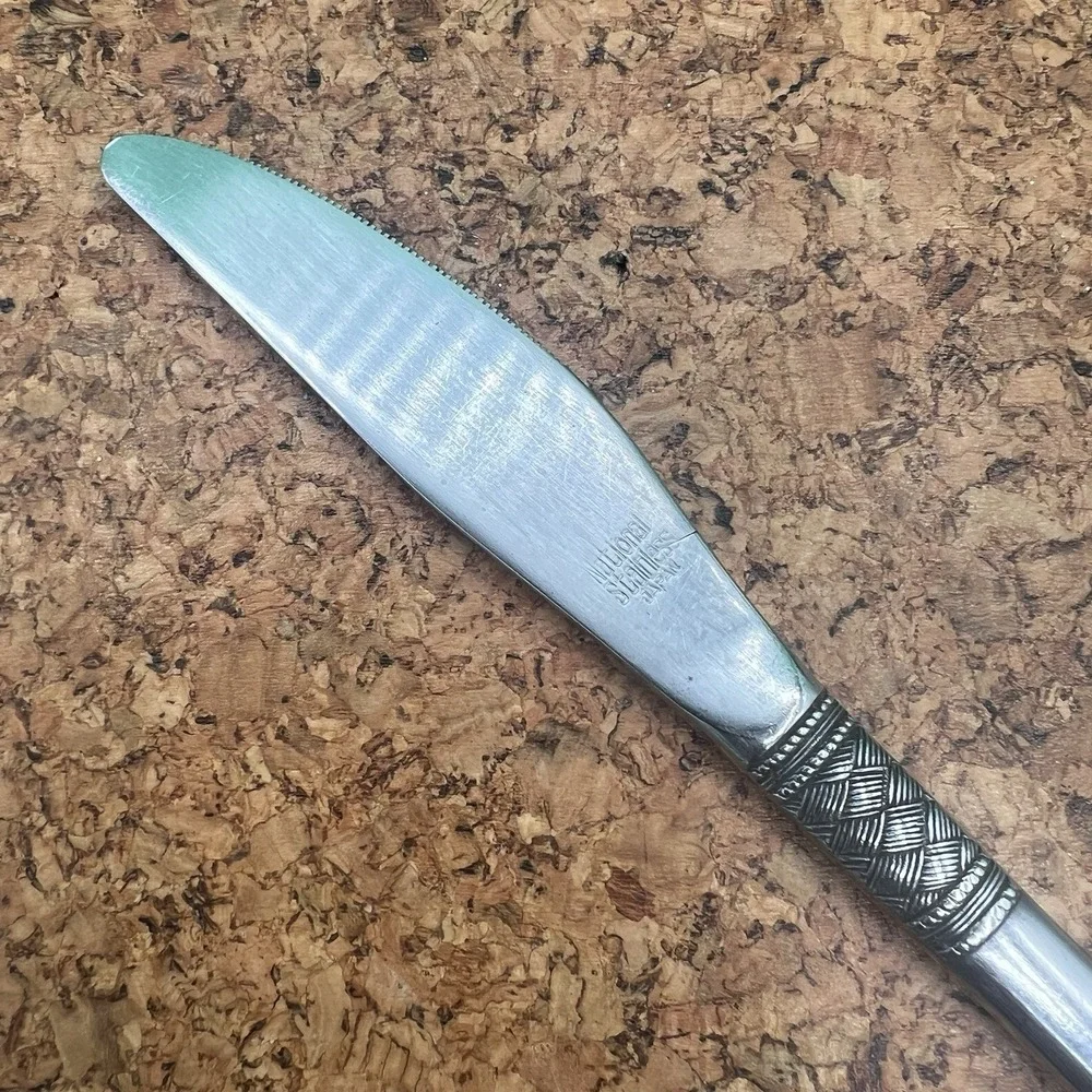 National TRACERY Stainless‎ NS Japan Basket Weave Silverware knife Flatware